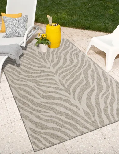Vista 26 de Unique Loom Outdoor Safari Collection - Alfombra de área - Tsavo (2' x 3' 1", rectangular, azul/marfil)