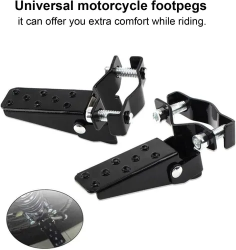 Vista 2 de Universal Retro Motocicleta Plegable Piernas, Pasajero de Acero Reposapiés para Motocicleta ATV Scooter