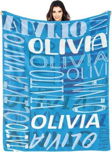 Vista 13 de Mantas personalizadas con nombre para bebé, niño, niña, mantas súper suaves con nombre para niños y adultos, manta con nombre para cumpleaños