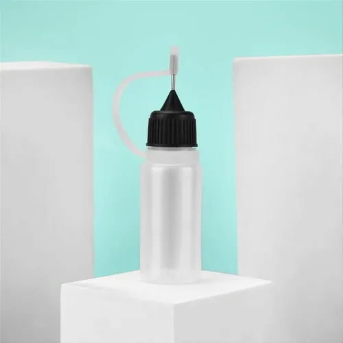 Vista 9 de Dioche Botella exprimible con punta de aguja, botella aplicadora de punta de aguja, cubierta de goma negra suave, 0.3 fl oz para tinta