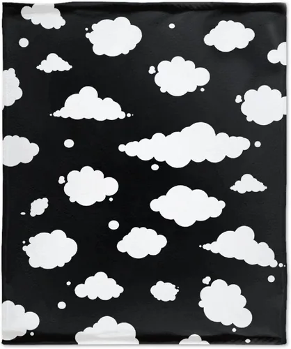 Vista 2 de Sumedha Manta de nube en blanco y negro, regalo de nube para niñas y niños, franela ligera súper suave, extra pequeña de 40 x 30 pulgadas