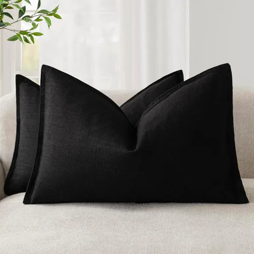 Vista 59 de Foindtower Juego de 2, Fundas Decorativas de Almohada de Lino Sólido Suaves Fundas de Cojín Europeo de Acento Estilo Granja Neutral para Silla Sofá