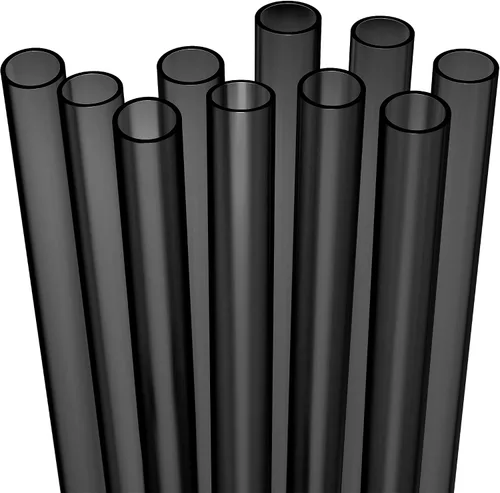 Vista 5 de Fiesta First 10 pajitas de plástico duro reutilizables largas EXTRA ANCHAS + cepillo de limpieza - pajitas jumbo gruesas y grandes para batidos