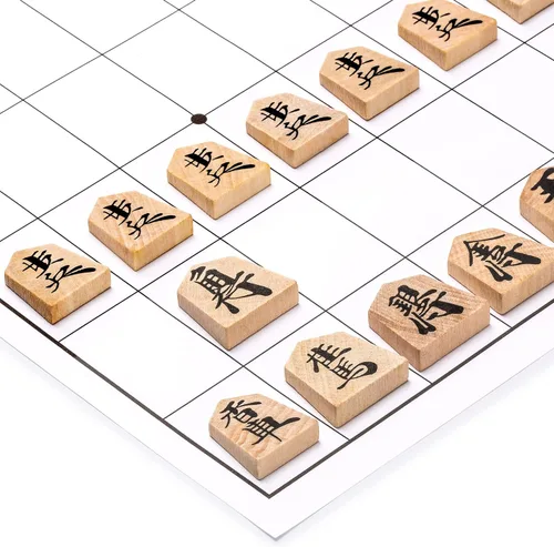 Vista 7 de Conjunto completo de piezas de madera de Shogi de ajedrez japonés o koma