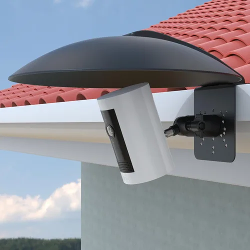 Vista 7 de Cubierta universal para cámara con sombra de lluvia solar con soporte de canalón para todas las cámaras de seguridad al aire libre con tornillo