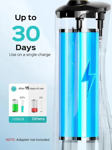 Vista 5 de COSLUS Irrigador de Agua Portátil para Dientes: 10 Ajustes de Presión Profesional para Ortodoncia, Aparejos y Encías Sensibles - Inalámbrico