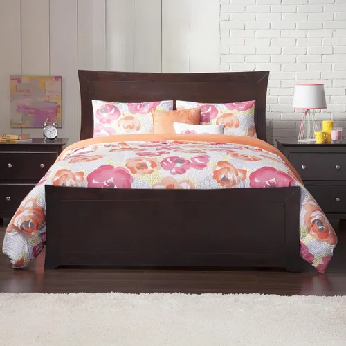 Vista 9 de AFI, Metro - Cama Queen de plataforma de madera de perfil bajo con estribo a juego, color espresso