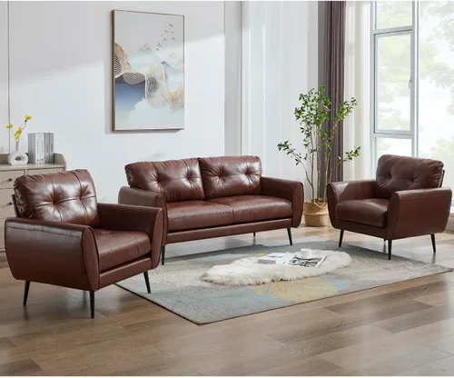 Vista 16 de TYBOATLE Sofá de sofá de 61 pulgadas de cuero sintético negro, sofá de dos plazas pequeño para sala de estar, sofá de estilo moderno de mediados