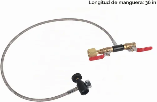 Vista 5 de CGA-320 Adaptador de recarga de cilindro de CO2 Conector de botella Accesorios para fabricante de refrescos de CO2 con manguera para llenado de soda