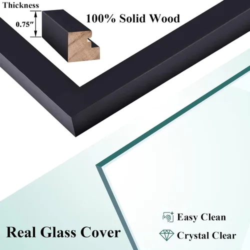 Vista 7 de RPJC - Marcos de 5 x 7 pulgadas hechos de madera maciza y vidrio de alta definición para fotos de 4 x 6 pulgadas con paspartú o 5 x 7 pulgadas sin