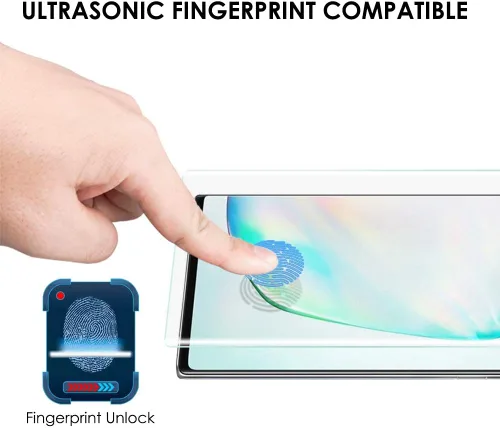 Vista 4 de Protector de pantalla de vidrio templado para Galaxy Note 10 Plus, juego de 3 unidades, reparación de arañazos, compatible con identificación