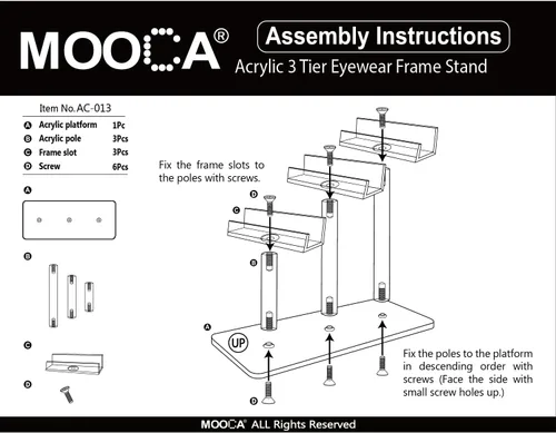 Vista 9 de MOOCA 3 Tier Premium Acrylic Eyewear Display Stand, Sunglasses Rack Holder, Sunglasses Stand, Eyewear Organizer for Eyeglasses, 5 in H 3-tier