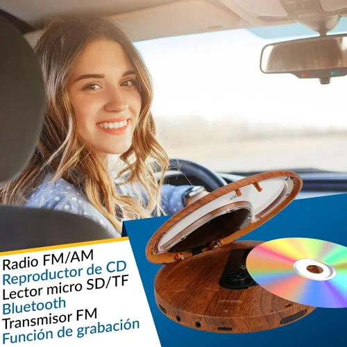 Vista 2 de KLIM Discover Wood + Reproductor de CD portátil Walkman con batería de larga duración + Nuevo + con auriculares + Radio FM + Reproductor de CD MP3