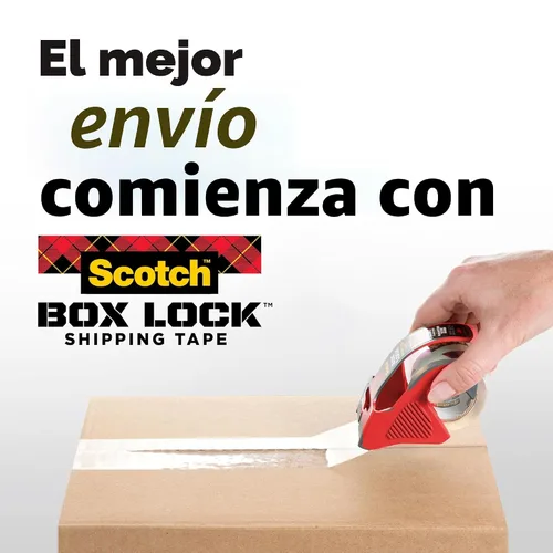 Vista 8 de Scotch Cinta de Embalaje con Cierre de Caja, Transparente, Cinta de Mudanza de Agarre Extremo, 1.88 pulg. x 54.6 yd, 3 Rollos, Dispensador de Cinta