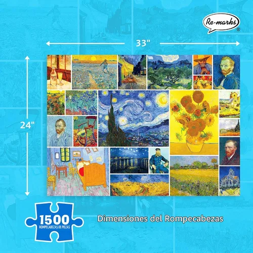 Vista 4 de Re-marks Vincent Van Gogh - Rompecabezas artístico de 1500 piezas para todas las edades