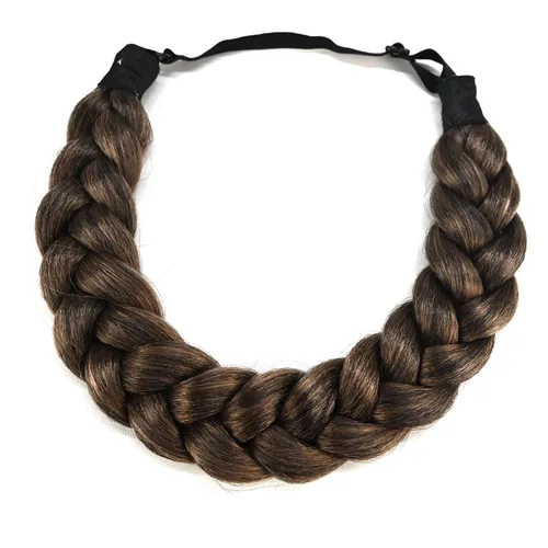Vista 9 de Diadema trenzada de 3 hebras de pelo sintético trenzado grueso grueso grueso elástico diadema ropa señoras belleza