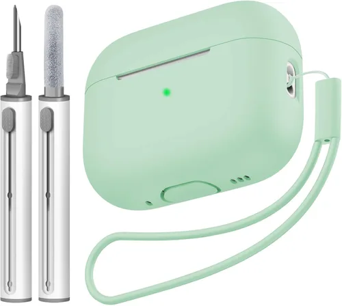 Vista 9 de Compatible con Airpods Pro 2 Case, Funda Protectora de Piel de Silicona Suave con Kit de Limpieza y Cordón Compatible para AirPod Pro de 2ª