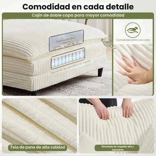 Vista 4 de WESTSETLUX Tumbona extragrande de 54.8 pulgadas de ancho para interiores con respaldo ajustable de 5 posiciones, sofá cama de pana con 3 almohadas