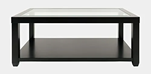 Vista 4 de Jofran Urban Icon - Mesa de centro rectangular con incrustaciones de vidrio y madera de acacia, mesa decorativa contemporánea para sala de estar