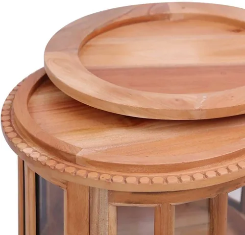 Vista 6 de SKM Vitrine Cabinet Natural 19.7 x 19.7 x 29.9 pulgadas, madera de caoba maciza