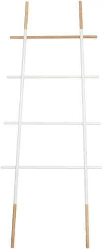 Vista 7 de Toallero independiente para escaleras, ahorro de espacio, madera antiarañazos, para uso doméstico, color blanco