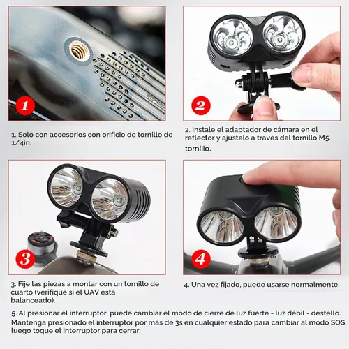 Vista 7 de Proyector de búho para drones, luz nocturna de 4 modos para DJI FPV, para AIR 2S, para Mavic AIR 2, para Mavic 2, reflector de luz LED para pesca
