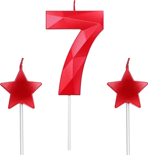 Vista 15 de Velas de primer cumpleaños y velas de corazón de estrella de 2.76 pulgadas para decoración de pasteles de cumpleaños, boda, aniversario, celebración