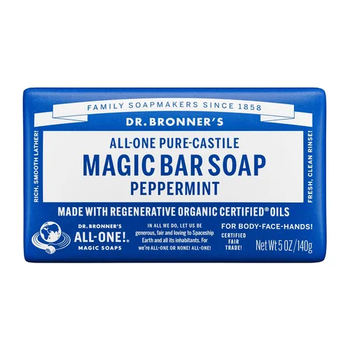 Vista 9 de Barra orgánica de jabones Pure Castile de Dr. Bronner, 734, 1, 1 Vegan Formula, Deep Cleansing Feel, Body Wash for Men and Women, Active Shower