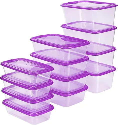 Vista 8 de KIGI Paquete de 6 recipientes de plástico de 20 onzas con tapas, herméticos, rectangulares, para preparación de comidas, microondas, congelación