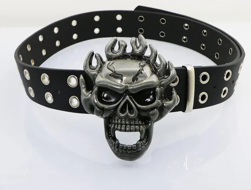 Vista 3 de Cinturón de cuero con hebilla de cuero para hombres y mujeres, cinturón decorativo punk