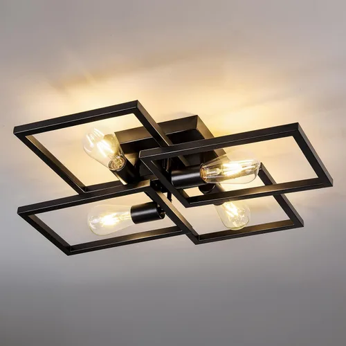 Vista 11 de ASGYISA Lámpara de Techo Semiempotrada de 8 Luces, Candelabro Sputnik de Metal Vintage Moderno Negro, Lámpara de Techo para Dormitorio Cocina