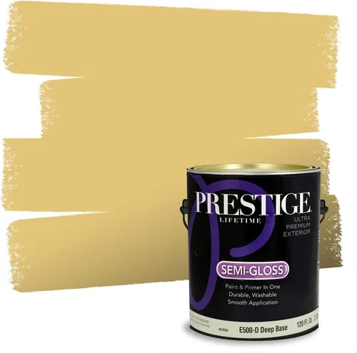 Vista 10 de PRESTIGE Pinturas de pintura exterior e imprimación en uno, 1 galón, plano, combinación comparable de Benjamin Moore* Manzanilla*