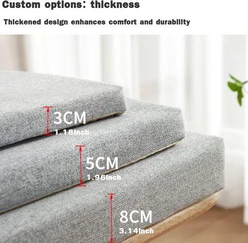 Vista 5 de Cojines de banco personalizados, almohadillas de banco antideslizantes, cojín de asiento de muebles de espuma gruesa, cojín de ventana de bahía