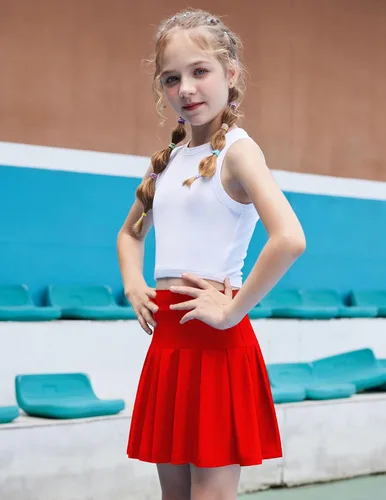 Vista 4 de Arshiner Faldas de tenis para niña con pantalones cortos, falda plisada atlética, falda pantalón de entrenamiento con bolsillos para niños de 4 a 13