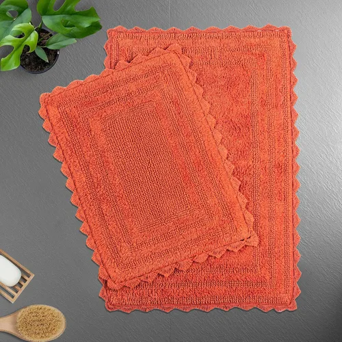 Vista 30 de TreeWool - Alfombras de baño con borde de ganchillo reversible en algodón de felpa (paquete de 2)