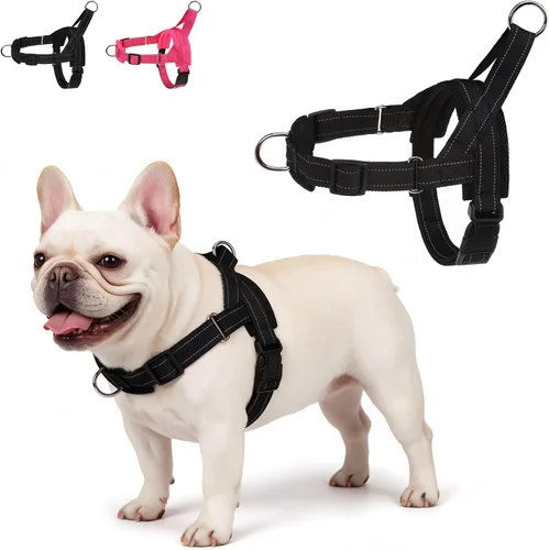 Vista 9 de KOOLTAIL Arnés sin tirones para perro pequeño, con acolchado suave y asa, arnés de chaleco para cachorro fácil de caminar, cuello y pecho 2-Negro