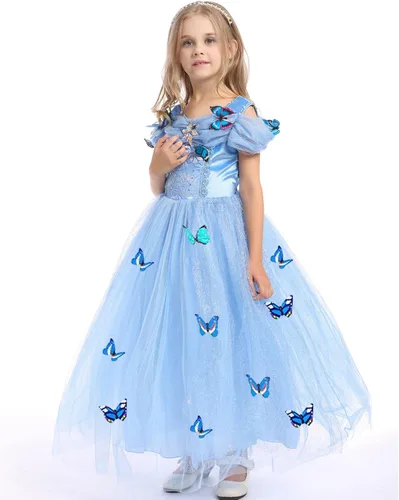 Vista 4 de Disfraz de princesa para niñas con diseño de mariposa para Halloween, Navidad