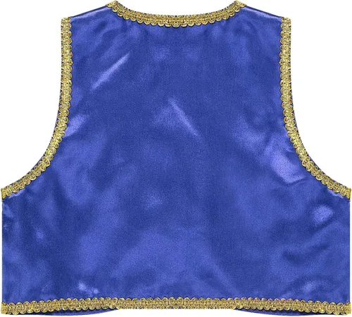 Vista 4 de renvena Disfraz de príncipe árabe para niños, chaleco de genio dorado, disfraz de Halloween y cosplay