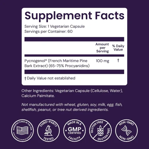 Vista 4 de Healthy Origins Pycnogenol (Nature's Super Antioxidant) 100 mg, 60