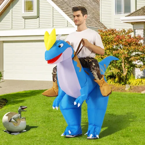 Vista 2 de GOOSH Disfraz inflable de dinosaurio para adultos, disfraz de Halloween para mujeres y hombres, divertido disfraz inflable para fiesta de Halloween
