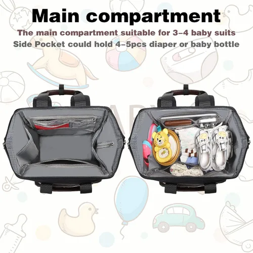 Vista 4 de Jiefeike Mochila para pañales para bebés, niños y niñas, bolsas de pañales portátiles para bebé, mochila para papá y mamá, bolsa de pañales
