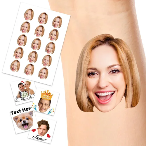 Vista 8 de Tatuajes temporales personalizados, tatuajes de flores de nacimiento personalizados para cumpleaños, boda, despedida de soltera, 1 juego de 15