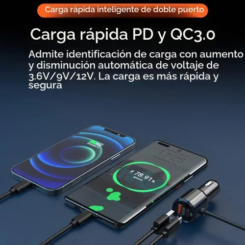 Vista 8 de Transmisor Bluetooth Fm, 2 micrófonos y QC3.0 + Tipo-C PD 18W HiFi Bass, adaptador Bluetooth para automóvil compatible con llamadas manos libres Azul