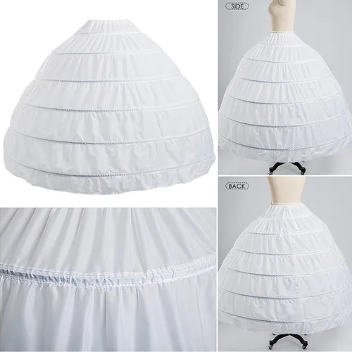 Vista 2 de YULUOSHA Las mujeres Crinoline Hoop enaguas falda resbalones piso longitud Underskirt para vestido de novia vestido de bola