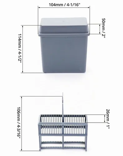 Vista 6 de QWORK Microscope Slides - Tarro y estante para tinción, paquete de 10 unidades, 24 ranuras, color gris