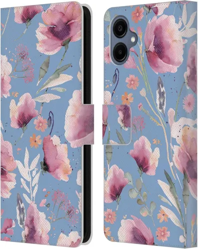 Vista 141 de Head Case Designs Officially Licensed Ninola Abstract Poppies Lilac Floral Leather Wallet Case Compatible with Samsung Galaxy A07 4G