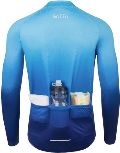 Vista 2 de ROTTO Camiseta de ciclismo para hombre, manga larga, color degradado