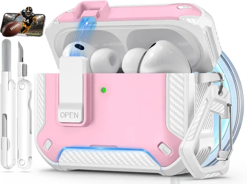 Vista 40 de Funda para AirPods Pro de 2 generación con soporte para teléfono, diseño de interruptor automático de protección completa contra caídas con kit