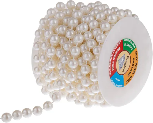 Vista 13 de Guirnalda de cuentas de perlas sintéticas para manualidades de 4mm rollo de hebra de perlas para decorar centros de mesa florales favor de fiesta