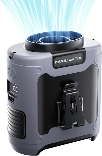 Vista 9 de Aristide Ventilador de cintura portátil, ventilador de clip de cintura recargable de 10000 mAh, 16000 RPM con tiempo de trabajo máximo de 24 horas